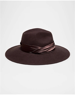 Фетровая шляпа-федора с широкими полями Emmanuelle, цвет Espresso Eugenia kim
