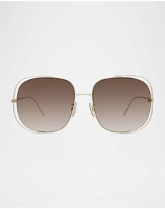 Прямоугольные солнцезащитные очки с металлическим логотипом, цвет Gold Gradient Brown Loewe
