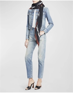 Квадратный шарф из смеси кашемира с леопардовым принтом Saint laurent