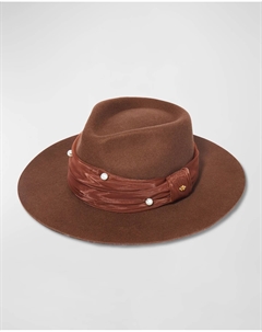 Шерстяная шляпа Farrah с украшенным ремешком, цвет Walnut Lele sadoughi