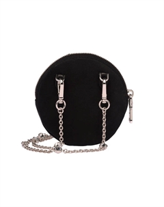 Фальшивый хрусталь с кожаным круглым мешочком для монет на шею женский черный Miu miu