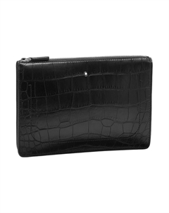 Сумка-клатч мужская черная из кожи крокодила и коровьей кожи Montblanc