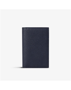 Складной кожаный визитница Panama на шесть карт, темно-синий Smythson