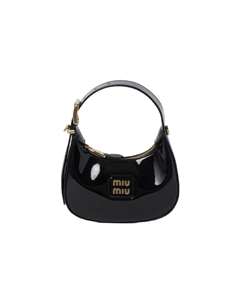 Лаковая сумка-полумесяц, Хобо, через плечо, кроссбоди женская черная Miu miu