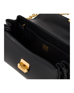 Кожаная портативная сумка через плечо, женская черная Miu miu