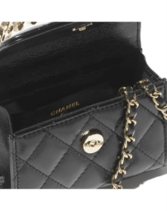 Яркая жатка из ягненка с искусственным жемчугом Сумка через плечо Кроссбоди Трубы Женская Черная Chanel