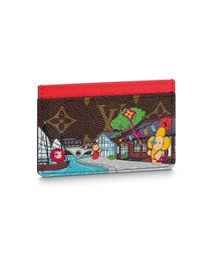 Покрытый тканью картхолдер обычный женский коричневый Louis vuitton