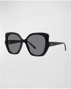 Солнцезащитные очки-бабочки из ацетата с логотипом, цвет Sblk/Smk Loewe