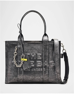 Большая кожаная большая сумка с потертостями, темно-серый Marc jacobs