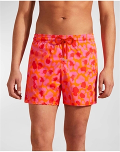 Новые мужские шорты для плавания с леопардовым принтом, цвет Apricot Vilebrequin