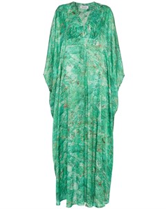Marta larsson длинное платье кафтан chrysocolla с принтом один размер зеленый Märta larsson