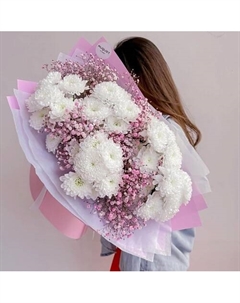 Хризантемы с розовой гипсофилой Dari цветы