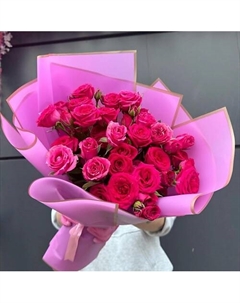 Монобукет с кустовыми розовыми розами Dari цветы