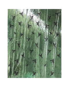 Панно Crush Motion 63463 Винил на флизелине (2,1*2,7) Зеленый, Птицы Marburg