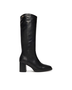 Сапоги Stacked Heel Leather Long Boot FW0FW08865, чёрный Tommy hilfiger