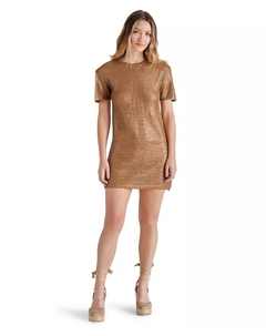 Женское мини-платье с коротким рукавом Santana в технике кружева, коричневый/бежевый Steve madden