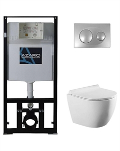 Комплект унитаза с инсталляцией Geno AZ-8010-1000+AZ-8200-0011+AZ-2196D с сиденьем Микролифт и клавишей смыва Хром глянцевый Azario