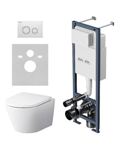 Комплект унитаза с инсталляцией Sense FlashClean IS110101.741701 с сиденьем Микролифт и Белой глянцевой клавишей смыва Am.pm.
