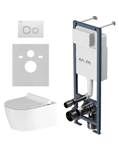 Комплект унитаза с инсталляцией Jupiter IS110101.DX77C1700 с сиденьем Микролифт и Белой глянцевой клавишей смыва Am.pm.