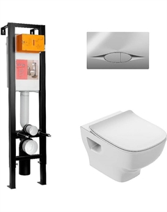 Комплект унитаза с инсталляцией Struktura E21754RU-00 с сиденьем Микролифт и клавишей смыва Хром Jacob delafon