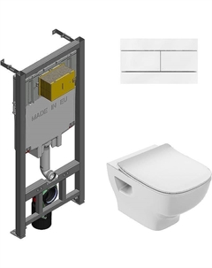 Комплект унитаза с инсталляцией Struktura E21747RU-00 с сиденьем Микролифт и Белой клавишей смыва Jacob delafon