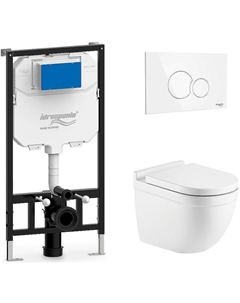 Комплект унитаза с инсталляцией Idrospania Tabarca 40230+30360+AZ-0017 E-R с сиденьем Микролифт и Белой глянцевой клавишей смыва Azario