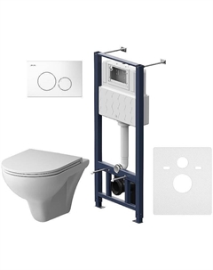 Комплект унитаза с инсталляцией Gem FlashClean IS49001.901700 с сиденьем Микролифт и Белой клавишей смыва Am.pm.
