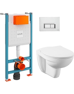 Комплект унитаза с инсталляцией Normus 9773B003-7200 с сиденьем Микролифт и клавишей смыва Хром глянцевый Vitra