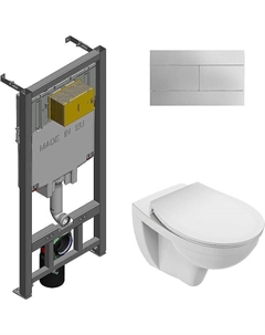 Комплект унитаза с инсталляцией Patio E21740RU-00 с сиденьем Микролифт и клавишей смыва Хром Jacob delafon