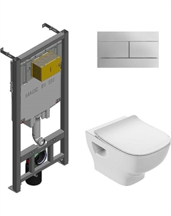 Комплект унитаза с инсталляцией Struktura E21741RU-00 с сиденьем Микролифт и клавишей смыва Хром Jacob delafon