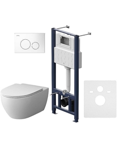 Комплект унитаза с инсталляцией Awe FlashClean IS49001.111700 с сиденьем Микролифт и Белой клавишей смыва Am.pm.