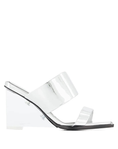 Босоножки на танкетке с квадратным носком, серебряный Alexander mcqueen