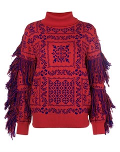 Sacai свитер с высокой горловиной и бахромой 2 красный Sacai