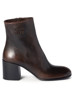 Ботильоны на блочном каблуке, коричневый Miu miu