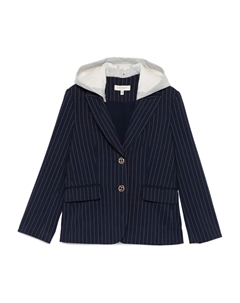 Блейзер в тонкую полоску с капюшоном, синий Twin-set kids