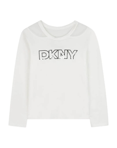 Топ с длинными рукавами и логотипом, белый Dkny kids