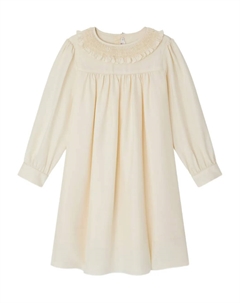 Платье со сборками и искусственным жемчугом, нейтральный Bonpoint