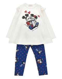 Комплект из топа и легинсов из коллаборации с Disney, синий Monnalisa