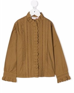 Блузка с длинными рукавами и оборками, зеленый Bonpoint