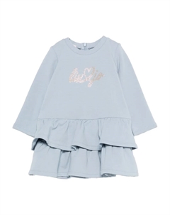 Платье с оборками и декором, синий Liu jo