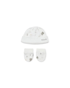 Белый хлопковый комплект для новорожденного с принтом Tous