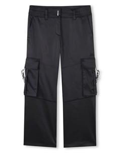 Атласные брюки карго, черный Givenchy kids