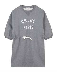 Платье с кулиской и логотипом, серый Chloé kids