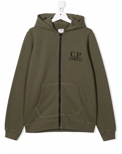 Худи на молнии с логотипом, зеленый C.p. company kids