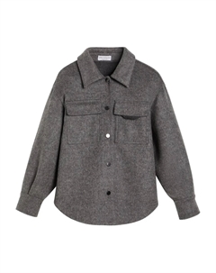 Шерстяная рубашка с карманом, серый Brunello cucinelli kids