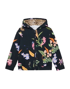 Худи на молнии с принтом, черный Roberto cavalli