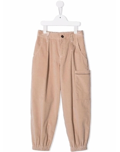 Вельветовые брюки широкого кроя, коричневый Brunello cucinelli kids