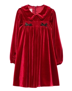 Бархатное платье с плоским воротником, красный La stupenderia