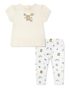 Комплект из двух легинсов с принтом Teddy Bear, белый Moschino kids