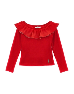 Трикотажный топ с пайетками, красный Monnalisa